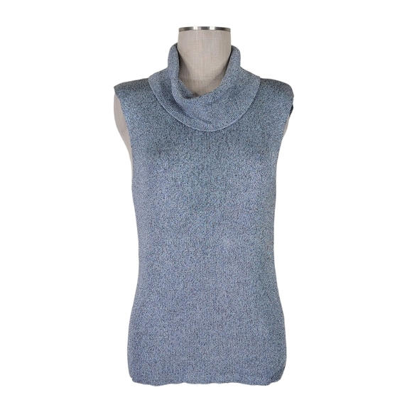 Austin Reed Top Women Size XL Silver Metallic Cowl Neck Sleeveless Rayon Stretch - Picture 8 of 8